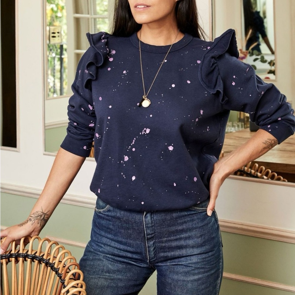 Clare V Ruffle Sleeve Sweatshirt Grey XS